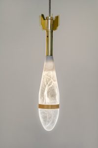 Alabaster sculpture lamp, Fuego Amigo by Amarist Studio