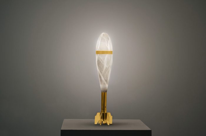 Alabaster Table lamp sulcupture by Amarist studio