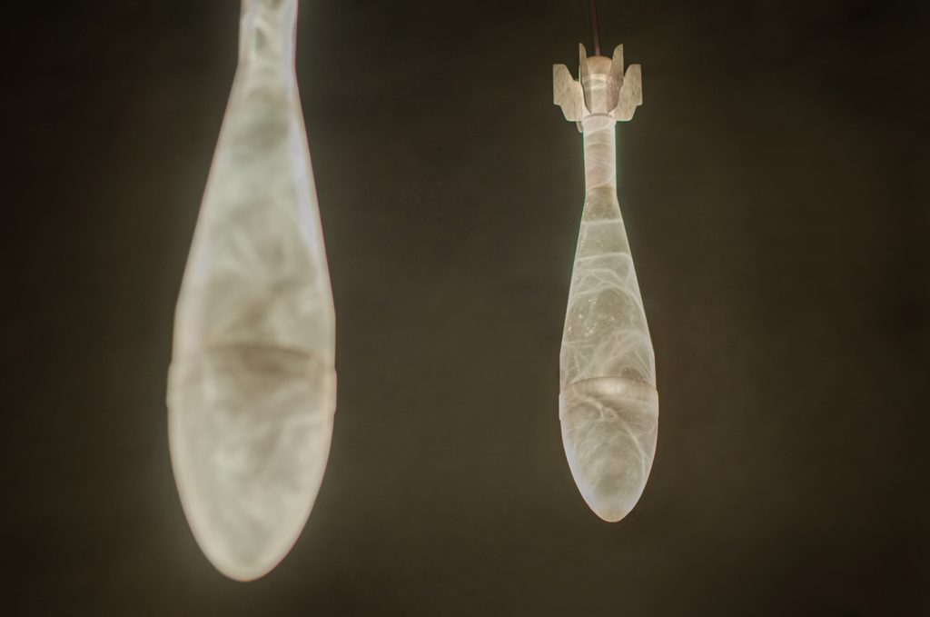 Sculpture lamp made with Alabaster stone by Amarist studio