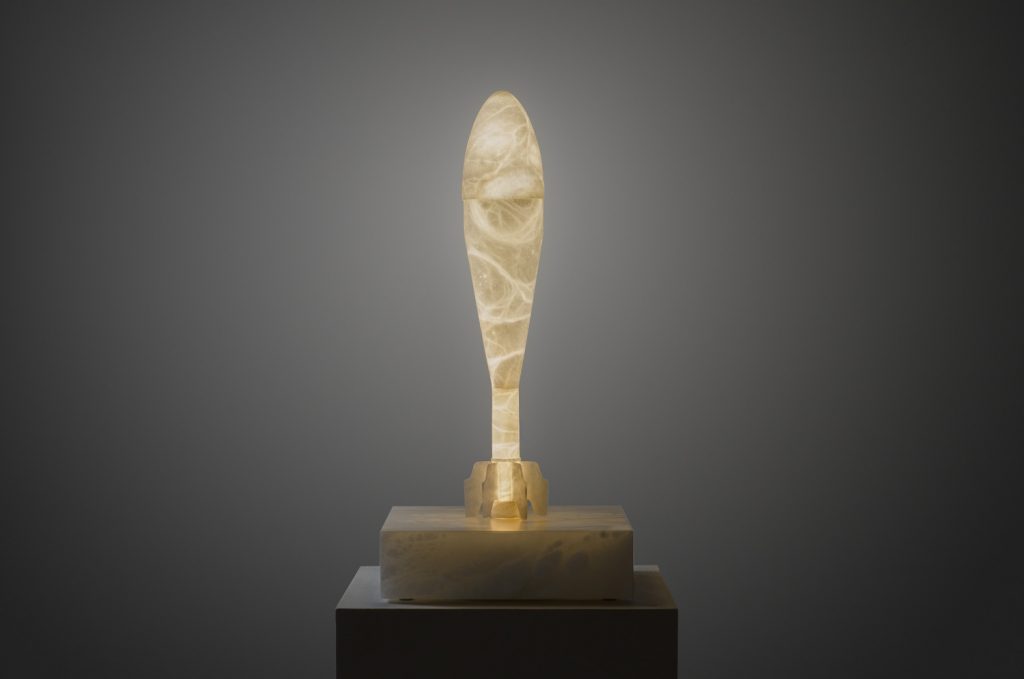 Alabaster sculpture light by Amarist studio.