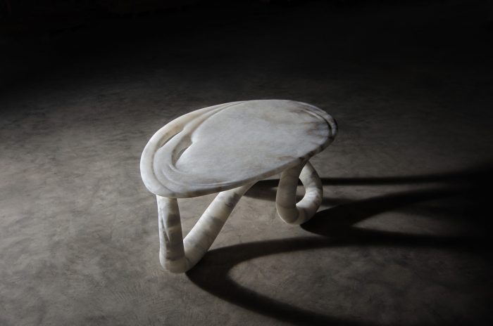 Aqua Fossil Alabaster table by Amarist studio