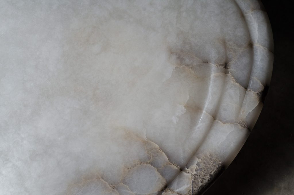 Aqua Fossil Alabaster table by Amarist studio