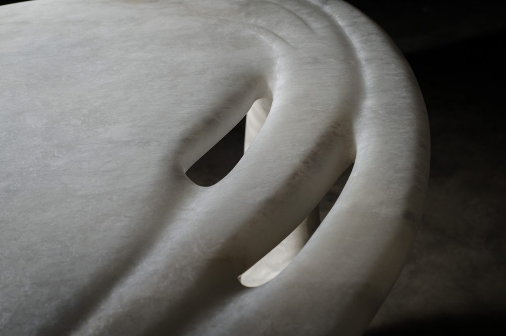 Aqua Fossil Alabaster table by Amarist studio