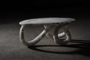 Aqua Fossil Alabaster table by Amarist studio