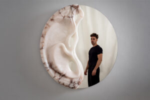 Fossil Moon XIX Alabaster mirror - Amarist