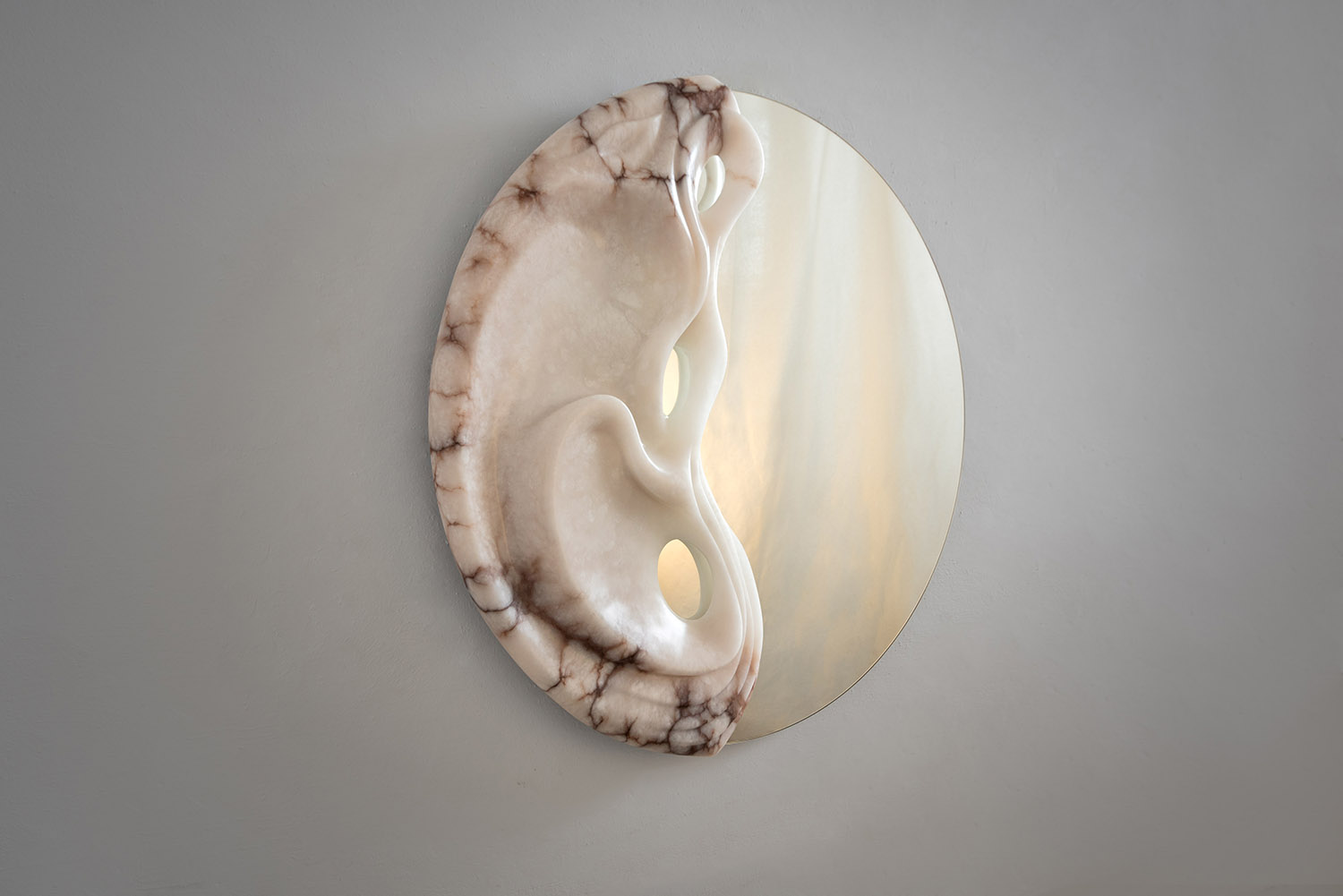 Fossil Moon XIX Alabaster mirror - Amarist
