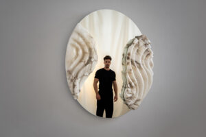 Fossil Moon XX Alabaster mirror - AMARIST